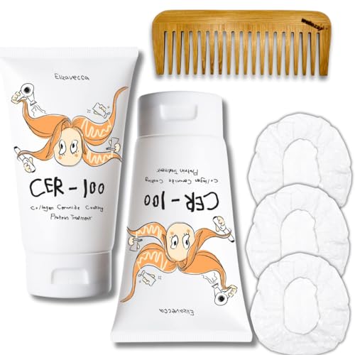 Welleza Ultimate Hair Care Bundle Includes Elizavecca Cer-100 hair protein (2 Pack), Bamboo Comb, and 10-Pack Shower Caps
