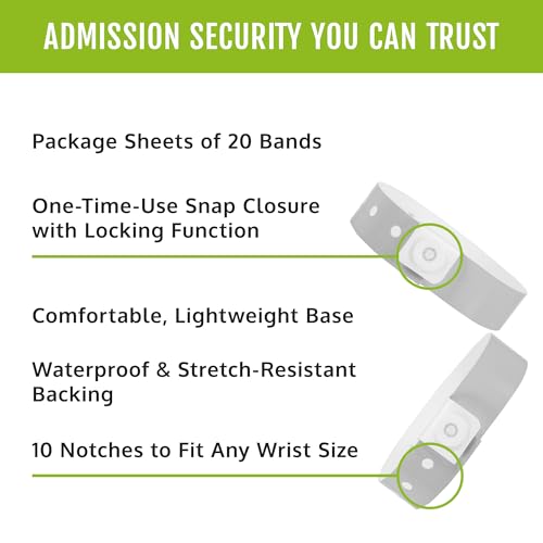Image of 500 WristCo Silver Plastic Wristbands for Events | Extended Wear, Security Snap Prevents Reuse - USA Made Bracelet for Hospital & Medical ID, Party & VIP Identification