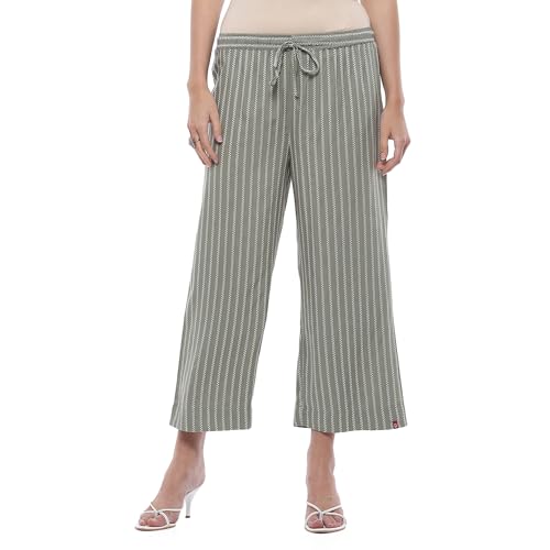 Image of BIBA Women Mid Rise Cotton Straight Palazzo