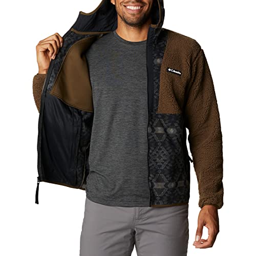 Polaire Columbia Backbowl homme veste chaude Sherpa zippée vert olive noir à motif géométrique S