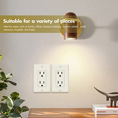 Decorator Receptacle Outlet With Wall Plates, 15 Amp, 125 Volt, Tamper Resistant, Grounding Ul Listed Micmi Ivory (15A Outlet With Wallplates 10Pack) #TOP5