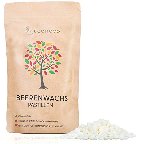 Econovo® 100% natürliches Beerenwachs (Japanwachs), 200g vegane Wachs-Pastillen für selbstgemachte Naturkosmetik, pflanzliche Bienenwachs-Alternative, kosmetisch Zertifiziert Cover