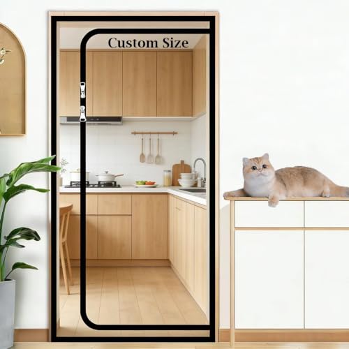 Puerta mosquitera para gatos, puerta mosquitera de malla para protección contra insectos, sin huecos, mantiene los insectos fuera y deja entrar aire fresco, mosquitera para puerta apta para niños y