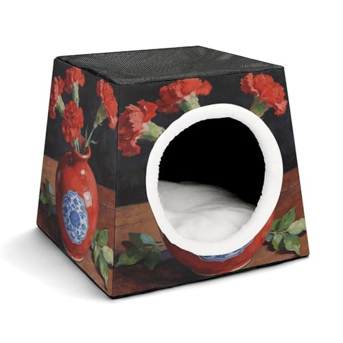 Fashion Zhu Ping Dan Hua Capsule Pet Waterproof Removable Couch Pet Bed Foldable Cat Dog House Cat Dog Bed Cat Dog Sofa 3-in-1 Design for Small Cute Pets