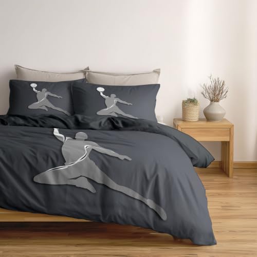Housse de couette basket 240x260 réversible pour chambre ado dynamique