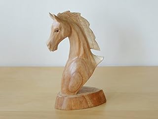 Eden Gifts Hand Carved Natural Wood Horse Head Bust 20cm.