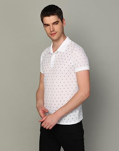 Image of INKKR Men's Printed Polo Neck Half Sleeve Multicolor T-Shirt