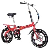 Bicicleta de Montaña Plegable de 16 Pulgadas y 20 Pulgadas con Ruedas Integradas y Freno de Disco de Velocidad Variable para Hombres y Mujeres B,20 Inches