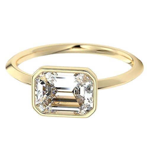 Finecreation_usa Emerald Cut East-West Knife Edge Ring