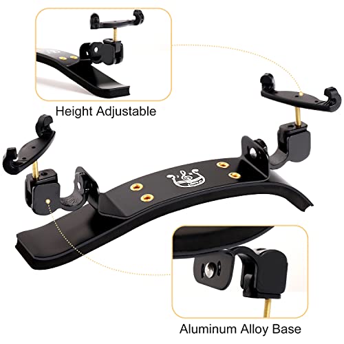 Image of SUEWIO Violin Shoulder Rest for 4 /4 Size, Premium Aluminum Alloy Violin Shoulder Rest with Thicken Comfortable Foam Pad & Height Adjustable Feet