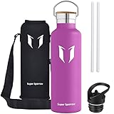 MATERIAL LIBRE DE BPA - la mayoría de las botellas de agua plásticas más baratas chupan productos químicos y alteran el gusto de su bebida cuando están rellenados. La botella de agua Super Sparrow de acero inoxidable se fabrica utilizando premium, acero inoxidable sin BPA, ftalatos, plomo u otro material de toxina para la botella de agua más segura que no leech productos químicos!