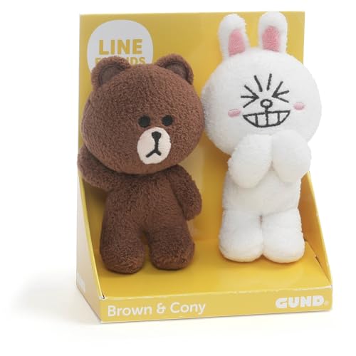 GUND LINE Friends Plush Stuffed Animal, Brown and Cony Set of 2, 4