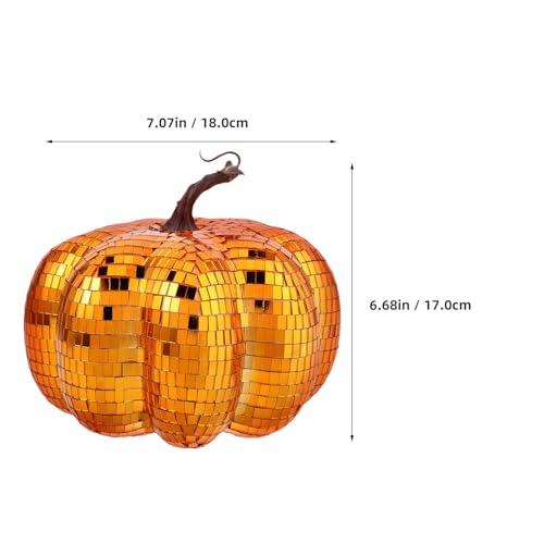 Calabaza artificial de espejo decorativa de mesa para Halloween y Accion de Gracias vidrio 3