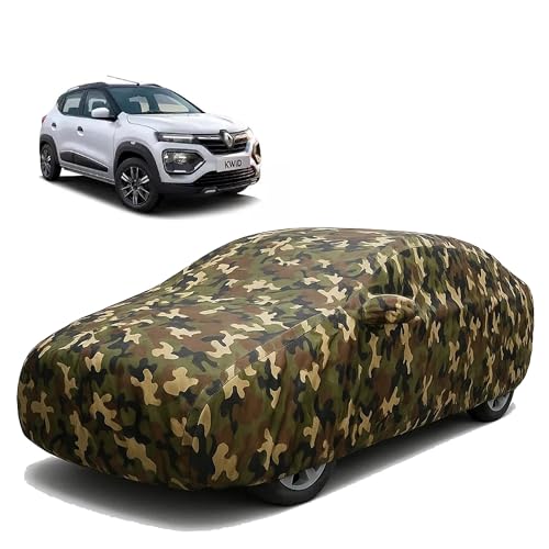 Image of Sulfar 100% Waterproof Car Body Cover Compatible with Mirror for Renault Kwid with Long Lasting Durable Material (Triple Stitched, Full Bottom Elastic, Camouflage Army)