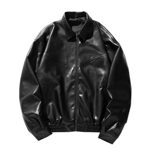 Veste en cuir coupe lâche pour homme look vintage confortable