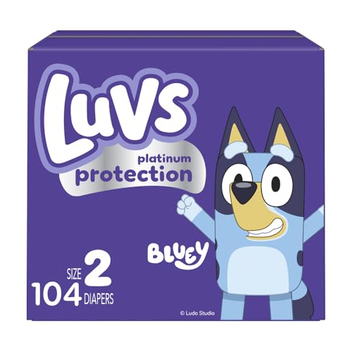 Image of Luvs Diapers - Size 2, 104 Count, Bluey Platinum Protection Baby Diaper