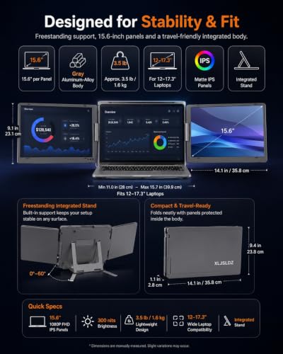 Image of Laptop Screen Extender for Laptop, 15.6-Inch FHD 1080P IPS Quad Monitor Set