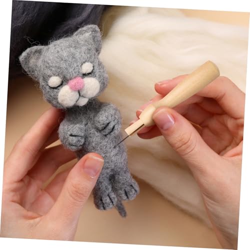 Image of Wakauto 10Pcs Poking Felting Needle Pen Wooden Punch Handles,Cross Stitch Felting Needle Handles Wool Felting Supplies Embroidery Needle Handles Replacement