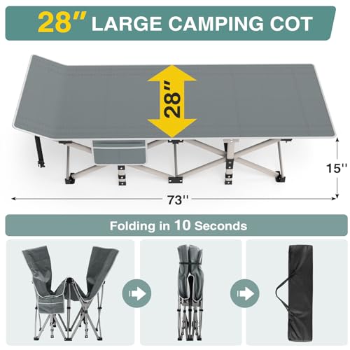 ZENPETIO Camping Cot for Adults, Heavy-Duty Portable Cot Bed with Mattress, Foldable Padded Sleeping Cots for Camping Travel Tent Day Bed Outdoor & Home Guest, Max Load 500 LBS, 75x28x15” by ZENPETIO - Image 6