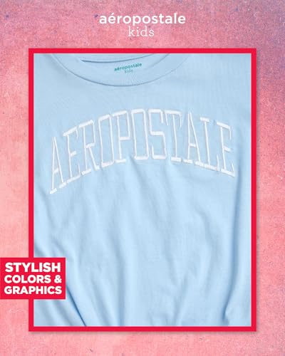 Image of AEROPOSTALE Girls Shorts Set - 2 Piece Soft Short Sleeve Graphic Tees and Twill or Denim Shorts Summer Outfits for Girls