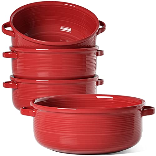 Le Tauci 22 oz ceramic soup bowls with handles, set of 4