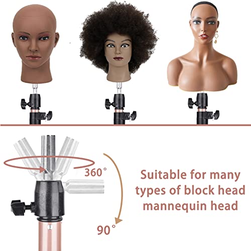 Pink Wig Stand Tripod For Cosmetology Hairdressing Training，Adjustable Mannequin Head Tripod And Heavy Duty Wig Head Stand，For Braiding Hair And Styling(40 Inches) (Mannequin Head Not Included) #TOP4