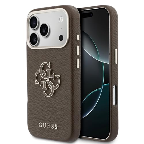 Coque iPhone 17 Pro Max Guess anti-rayures marron en résine PU durable