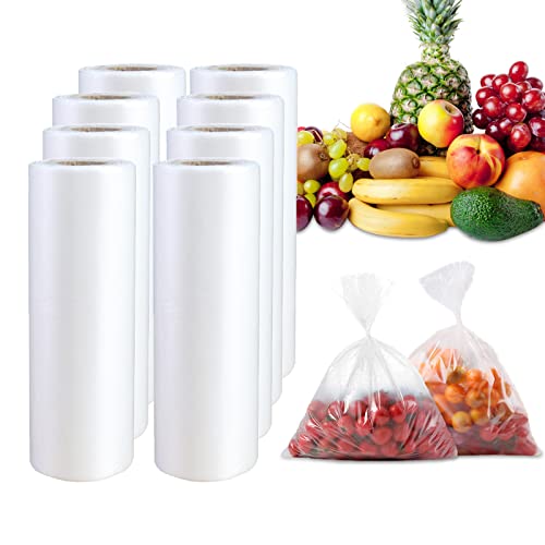SJPACK 12 X 20 Inches Plastic Produce Bag on a Roll, Clear Bags for Fruits, Vegetable,350 Bags/Roll