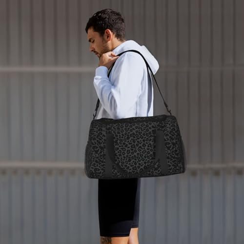 Black Leopard Print Gym Bag for Women Cheetah Travel Duffle Bag Carry On Tote Weekender Overnight Bags Large Capacity Duffel Bag Carry On Bag 6