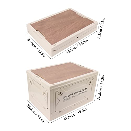 Qcwwy Caja de Almacenamiento Plegable para Acampar, Caja de Almacenamiento Plegable, Gran Capacidad de Carga, 50L, Gran Capacidad, Apilable Muy Bien para Picnic (Gris blanco)