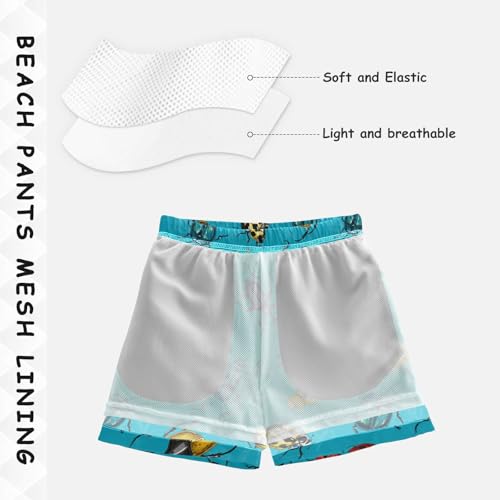 Boys Swim Trunks Quick Dry Beach Board Shorts Toddler Beetles Bugs Swimsuit Bathing Suits with Mesh Lining4