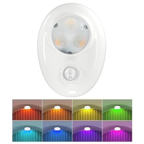 LEPOTEC Still Light RGB Motion Sensor - Rechargeable Magnet/Adhesive Under-Unit Light for Cabinet, Hallway, Stairs Colour Changing