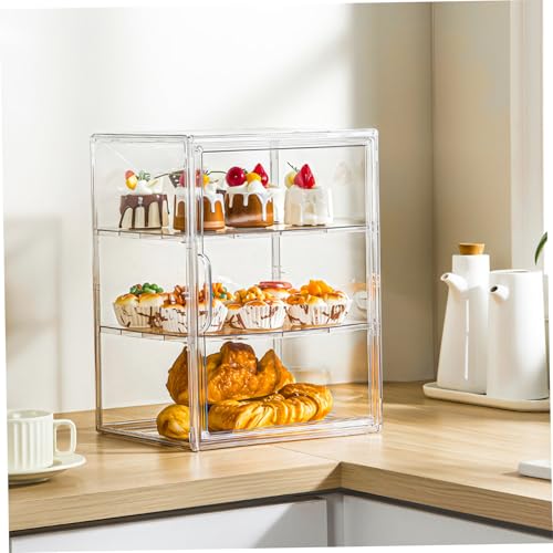 Vitrina de repostería transparente de 16x12x10 pulgadas con 2 divisores móviles para encimera 8