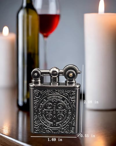 Encendedor vintage recargable de butano metálico negro miniatura 5