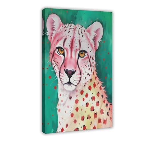 Impression sur toile colorée guépard pour égayer un mur blanc