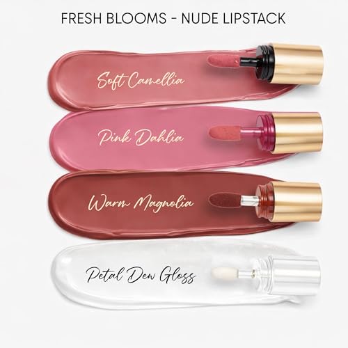 Image of Parul Garg Beauty Fresh Bloom 4-in-1 Nude Shades Liquid Lipstick Stack with Gloss | Matte, Transfer-Proof, Lightweight | Travel Friendly Stackable Lipsticks for Women | Made for Indian Skin Tones