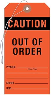 United Ad Label Tags Out of Order, 3-1/8" x 6-1/4", Paper Tag, Fluorescent Red, One Pack of 50 Tags
