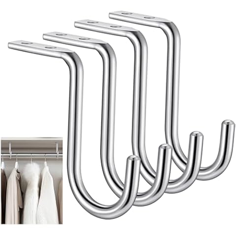 Gisafai 4 Pcs Closet Rod Center Support 1 Inch Heavy Duty Metal Wall Mount Rod Bracket Closet Rod Support Bracket Clothes Storage Hanger for Shelf Closet Rod (Silver) Cover