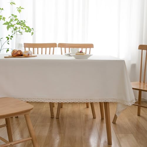 Nappe rustique beige en coton et lin pour de chaleureux repas de famille