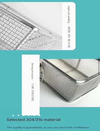 Surgical Mesh Tray with Lid - 0.08in Stainless Steel Sterilization Basket, Mcal Instrument Holder, Compact 6x6x5cm (2.36x2.36x1.97in) for Medical Use