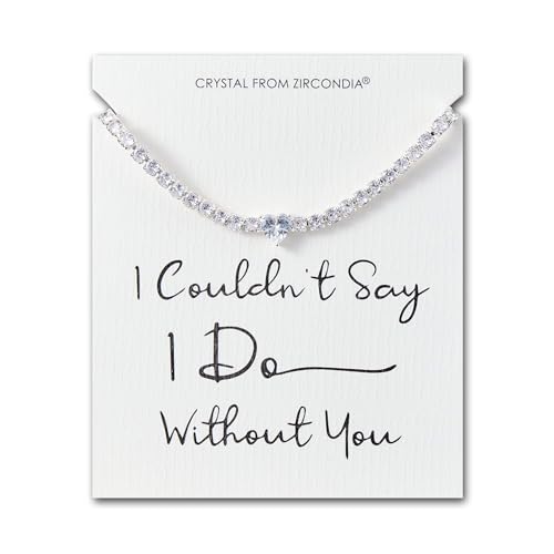 Image of Philip Jones Silver Plated I Couldn't Say I Do Without You Heart Solitaire Bridal Bracelet with Zircondia® Crystals