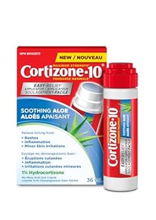 Cortizone-10 Soothing Aloe Easy Relief Applicator, Maximum Strength 1% Hydrocortisone, Fast-Acting, No Mess Anti-Itch Liquid for Bug Bites, Rash, Inflammation, Eczema, Psoriasis, Poison Ivy, Oak & Sumac, 36mL