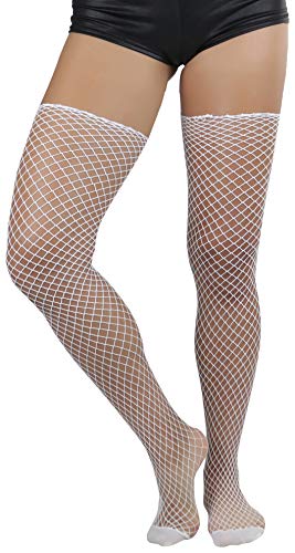 Image of ToBeInStyle Women's Seductive Punk Rock Basic Unfinished Rawedge Fishnet Thigh Highs
