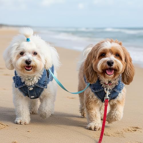 Brocarp Dog Jean Jacket, Blue Denim Lapel Vest Coat T-Shirt Costume Cute Girl Boy Puppy Clothes, Comfort and Cool Apparel, for Small Medium Dogs Cats, Machine Washable Outfits (Small, Blue) - Thumbnail 7