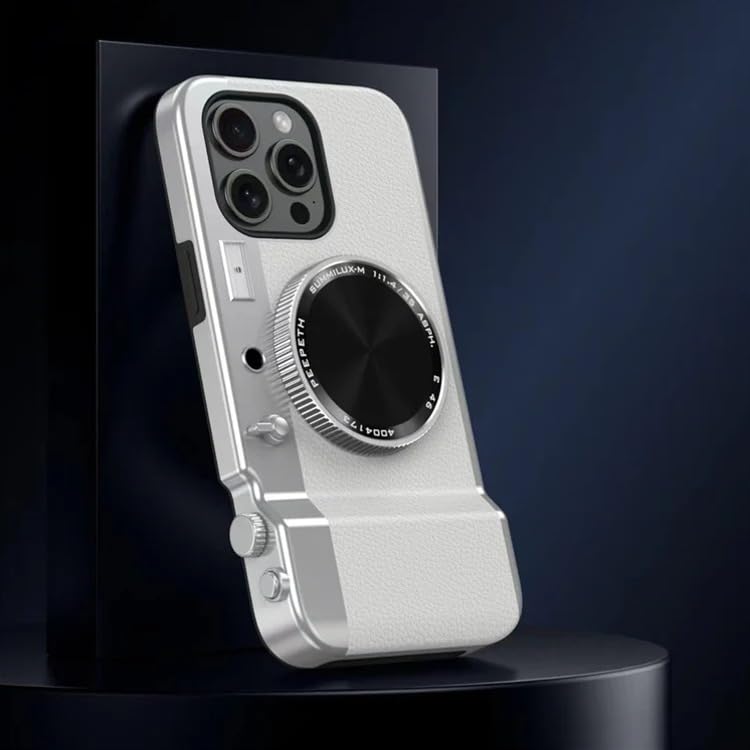 Image of MILLION CASES Back Cover Case for iPhone 14 Pro Shockproof Protective Retro Camera Lens Aesthetic Case for Men & Boys(White)
