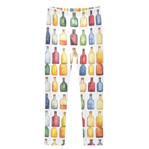 Watercolor Colorful Beer Bottles Girls Leggings Kids Yoga Pants Dance Active Tights 4T
