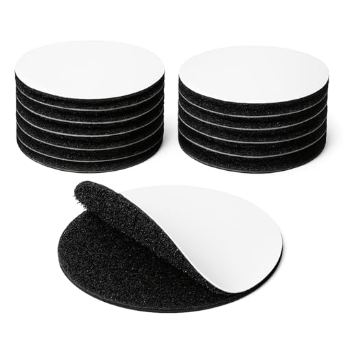 Matmar. 12 Pares 5x5cm Cierre Adhesivo Doble Cara Extrafuerte Redondo | Cinta adhesiva Doble Cara | 12 Hook and 12 Loop | (NEGRO REDONDO)