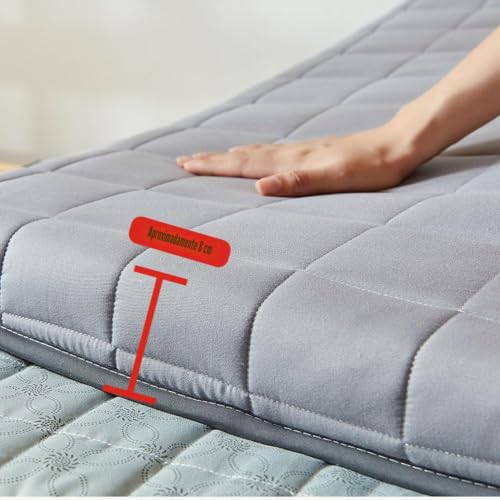 Miniatura 3 de Wnrll Colchón De Futón Japonés, Relleno De Algodón Individual, Doble, Enrollable, Plegable, Colchón Portátil Para Dormir Para Suelo, Cama De Invitados,1,90x190cm