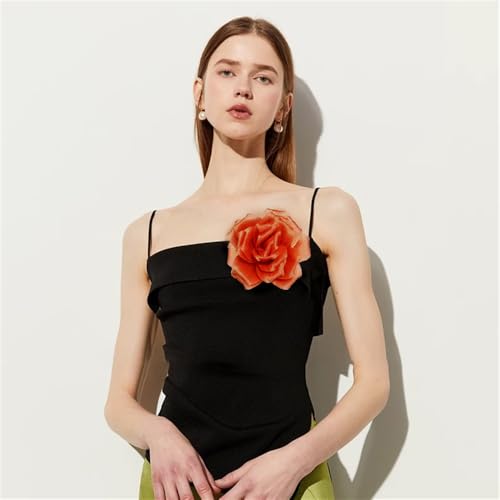 Image of Flash Camellia Flower Brooch Pin for Women Men Elegant Texture Fabric Dahlia Rose Floral Brooches Lapel Pins Dainty Wedding Holiday Party Costume Dress Accessories Jewelry