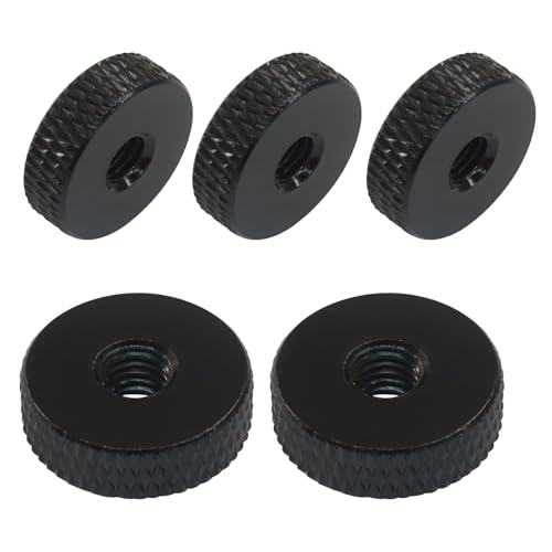 Kemcatui 5 Pcs Flat Knurled Nut, M5 Thumb Nuts Lock Adjusting Nuts for Precision Equipment/Technicians, Black